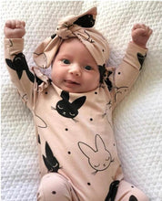 Load image into Gallery viewer, Modern Baby Girls Romper Cartoon Rabbit Pattern Cotton Long Sleeve Jumpsuit+Headband Outfits Set Jumpsuit With Bow