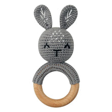Load image into Gallery viewer, BPA Free Baby Wooden Teether Crochet Rattle Toy for Newborns