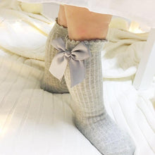 Load image into Gallery viewer, Non-slip Cotton Princess Knee High Long Skin-friendly Socks With Bow Mesh Newborn For Baby Girls