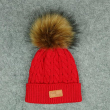 Load image into Gallery viewer, New Fashion Children Winter Hats Baby Kids Girl Solid Knitted Beanies Caps Hair thick ball And Modern Gloves
