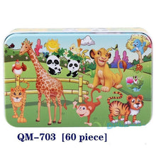 将图片加载到图库查看器,New 60 Pieces Wooden Puzzle Kids Toy Cartoon Animal Wooden Puzzles Child Early Educational Learning Toys for Christmas Gift