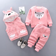 Load image into Gallery viewer, Modern Fashion Cotton Thick Warm Casual Hooded Sweater Cartoon Cute Bear Three-piece Suit For Baby Boy & Girl
