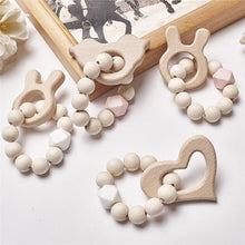 将图片加载到图库查看器,Modern Baby Silicone Wooden Nursing Bracelets Wood Teether Silicone Beads Teething Wood Rattles Toys for Baby