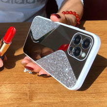 将图片加载到图库查看器,Women Luxurious Glitter Makeup Mirror Phone Case For iPhone 12 11 Pro MAX X XS XR 8 7 Plus Luxury Silicone Shockproof Cover Fixed Non Moving Sparkling Shining Glitter Stars Soft Silicone Case