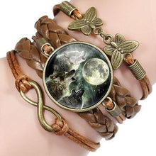 Load image into Gallery viewer, Classic Retro Wolf Head Elegant Bracelet Leather Bangle Luxury Bracelet Jewelry Boho Glass Moon Men Wrap Bangles For Men Women