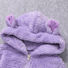 将图片加载到图库查看器,New Winter Trend Warm Newborn Baby Boy Solid Hooded Baby Romper Warm Coat Fleece Jumpsuit Infant Outwear For Boys And Girls