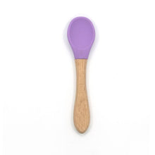 将图片加载到图库查看器,2PCS Bamboo Training Spoons Organic Soft Baby Feeding Silicone Tip Spoon Scoop Easy Grip Handle Toddlers Infant Gifts For Parents And Baby Boys Or Girls