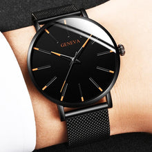 将图片加载到图库查看器,Minimalist Men's Fashion Ultra Thin Watch Simple Men Business Stainless Steel Mesh Belt Quartz Watch Relogio Masculino