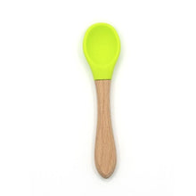 将图片加载到图库查看器,2PCS Bamboo Training Spoons Organic Soft Baby Feeding Silicone Tip Spoon Scoop Easy Grip Handle Toddlers Infant Gifts For Parents And Baby Boys Or Girls