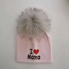 将图片加载到图库查看器,Newborn Cotton Hats Baby Pom Pom Childre Infant Hats For BabY Boys and Girls Wth Printed "I love mama " and " Design