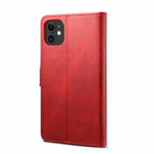 Load image into Gallery viewer, Luxury Red Leather Magnetic Flip Case For Iphone 14 12 13 11 11 Pro Max Xr Xs Max X Wallet Cover For iphone Leather Wallet Case Card Slots Kickstand Magnetic Buckle Flip Phone Cover