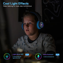 Load image into Gallery viewer, LOBKIN Kids Headphones 5.4 Over Ear Kids Headphones Wireless with Mic Colorful LED Lights 94dB Safe Volume Limited