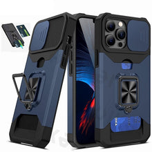 将图片加载到图库查看器,Slide Camera Cover Kickstand Card Wallet Case for iPhone11 X XS 8 Shockproof Protective Phone Case Wallet Case for iPhone With Sliding Camera Case With Kickstand Magnetic Adjustable Ring Holder