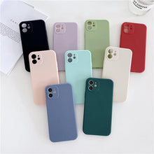 Load image into Gallery viewer, Soft Silicone Candy Color Phone Case For iPhone 13Mini iPhone 14Pro Max Ultra Thin Shockproof Cover Solid Color Shockproof Silicone Case For iPhone