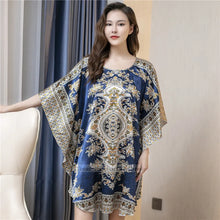将图片加载到图库查看器,Plus Size Nightgown Sleepwear Women's Summer Nightwear Robe Lady Sexy Nightdress Silk Rayon Loose Bathrobe Gown Home Dress