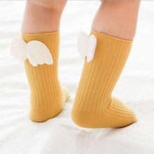 Load image into Gallery viewer, Luxury Modern Socks Baby Girls Knee High Socks With Angel wing Summer Autumn Cotton Socks Solid Candy Color Toddler For Kids