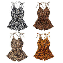 Load image into Gallery viewer, Baby Girls Leopard Rompers Sleeveless Button Playsuit Jumpsuits Fashion Outfits For Girls Kids Between 2-6 Years