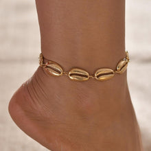 Load image into Gallery viewer, Gold Metal Shell Coconut Tree Female Anklets Barefoot Sandals Foot Summer Double Layers Foot Bracelets Leg Jewelry