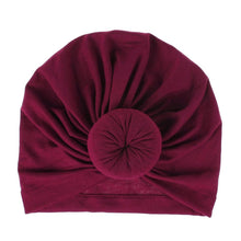 Load image into Gallery viewer, Handmade Pleated Flower Babies' Knitted Cotton Cloth Turban For Baby Girls In Elegant Style