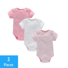Load image into Gallery viewer, 3PCS Baby Bodysuit Set (0–12M) – Soft Cotton Solid Color Summer Rompers for Boys & Girls