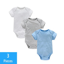 Load image into Gallery viewer, 3PCS Baby Bodysuit Set (0–12M) – Soft Cotton Solid Color Summer Rompers for Boys & Girls