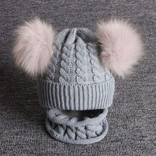 Load image into Gallery viewer, Cute Baby Hat & Scarf Set Pompom Infant Baby Girl Winter Hat For Kids Warm Knitted for Girls