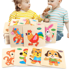 将图片加载到图库查看器,Baby Toys Wooden 3D Puzzle Cartoon Animal Intelligence Kids Educational Brain Teaser Children Tangram Shapes Learning
