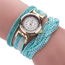 Load image into Gallery viewer, Fashion Casual Gold Quartz Women Rhinestone Watch Braided Leather Bracelet Watch Gift Ladies Wristwatch For Ladies and Women