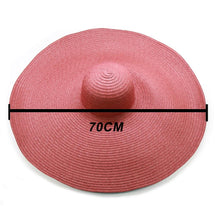 Load image into Gallery viewer, Women Oversized Foldable Summer Large Wide Hat Beach Straw Hat Cute Sun Cap Retro Foldable Handmade Big Hats Ladies UV Protection Hat Vintage Summer Sun Beach Hats