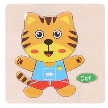 将图片加载到图库查看器,Baby Toys Wooden 3D Puzzle Cartoon Animal Intelligence Kids Educational Brain Teaser Children Tangram Shapes Learning