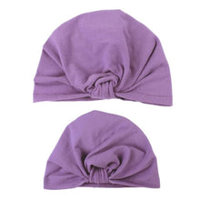 Load image into Gallery viewer, Modern Mom&Baby Turban Mother Baby Hat Headbands Mom Daughter Bow Knot Caps Print Solid Parent-Child Hair Accessories
