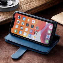 Load image into Gallery viewer, Business Blue New Cards Flip Leather Case For iPhone 14 13 12 11 Pro Max 10 X 6 6s 7 8 Plus XR XS Max Multifunctional Wallet Phone Case Multi-Card Wallet Leather iphone Case
