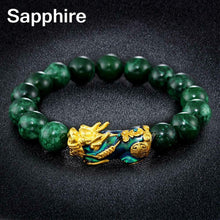 将图片加载到图库查看器,Obsidian Stone Beads Bracelet For Men and Women Unisex Wristband Gold Black Pixiu Wealth and Good Luck Bracelet Design