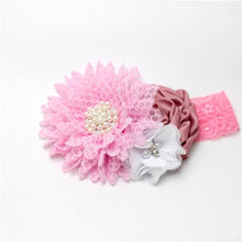 将图片加载到图库查看器,Luxury Modern Handmade Flower Headband Newborn Infant Pearl Flowers With Lace wide Headbands Bebes Hair Accessories Bow