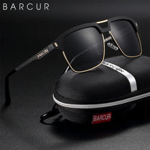 Load image into Gallery viewer, BARCUR Polarized Men’s Sunglasses – Fashionable Square Stainless Steel Frame UV400 Protection Anti-Reflective Outdoor Sports & Driving Eyewear – Original Design Casual Style with Premium Polycarbonate Lenses