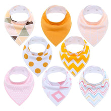 Load image into Gallery viewer, 8PCS/SET Pack Baby Bandana Organic Absorbent Soft Cotton Drool Bibsfor Teething And Feeding Bib For Baby and Kids Feeding
