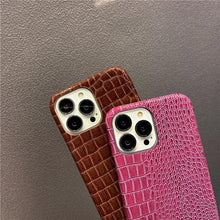 Load image into Gallery viewer, Genuine Leather Case for iPhone 13 Pro Classic Pattern Real Leather Full Coverage High-end Luxury Glossy Leather Couple Soft Case For iPhone 14 11 12 13 Pro Max 7 8 Plus 2 iPhone Cover
