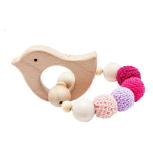 Load image into Gallery viewer, Wooden Teether Hedgehog Crochet Beads Wood Crafts Ring Engraved Bead Baby Teether Wooden Toys For Kids Rattle