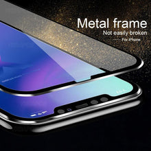 Load image into Gallery viewer, 10D Curved Edge Aluminum Alloy Tempered Glass for iPhone X XS MAX 11 12 Pro Max mini 6 6S 7 8 Plus Full Cover Screen Protector Titanium Alloy Metal Edge Full Coverage Front Tempered Glass Screen Protector for iPhone