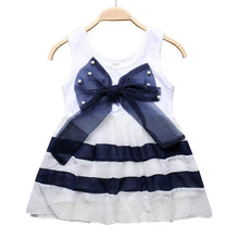Load image into Gallery viewer, Baby Girl Clothes for Kids with Cute Purple Stripe and Round Neck Sleeveless Chiffon Dresses For Girls