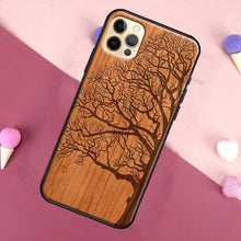 Load image into Gallery viewer, Vintage Tree Flower Bamboo Wood Case For iPhone Pro Max 12 13 min SE For iPhone 13 Shockproof Wooden Texture Protective Cover Unique & Classy Wooden Case