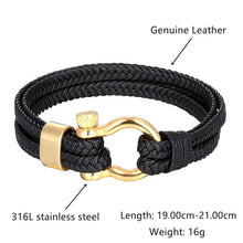 Load image into Gallery viewer, New Fashion Stainless Steel Bracelet Men Punk Genuine Leather Bracelets & Bangles Charm Jewelry Anchor Style