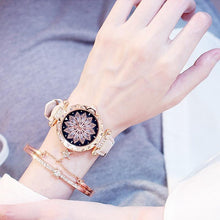 将图片加载到图库查看器,Women Elegant Popular Watch Set Starry Sky Ladies Bracelet Watch Casual Leather Sports Quartz Wristwatch For Women and Girls