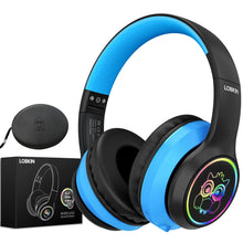 Load image into Gallery viewer, LOBKIN Kids Headphones 5.4 Over Ear Kids Headphones Wireless with Mic Colorful LED Lights 94dB Safe Volume Limited