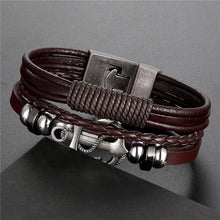 将图片加载到图库查看器,Trendy Modern Jewelry Leather Bracelet Men Braided Multilayer Anchor Bracelets Ladies Rope Chain for Male Jewelry Classic Style