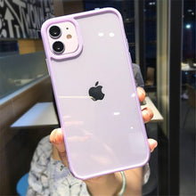 Load image into Gallery viewer, Transparent Shockproof Bumper Phone Case For iPhone 11 12 13 14 Pro Max Mini Cute Candy Color Hard Cover Luxurious Translucent Case for iPhone