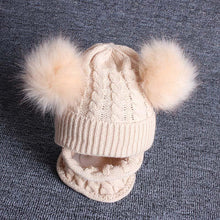 Load image into Gallery viewer, Cute Baby Hat & Scarf Set Pompom Infant Baby Girl Winter Hat For Kids Warm Knitted for Girls