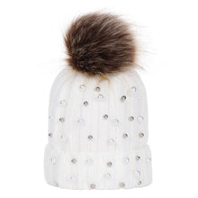 Load image into Gallery viewer, Luxury Baby Kids Pompom Newborn Baby Hat Cap Knitted Warm Hats With Rhinestone for Baby Girl/Boy Beanie Soft Toddler Hat