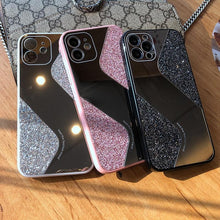 将图片加载到图库查看器,Women Luxurious Glitter Makeup Mirror Phone Case For iPhone 12 11 Pro MAX X XS XR 8 7 Plus Luxury Silicone Shockproof Cover Fixed Non Moving Sparkling Shining Glitter Stars Soft Silicone Case