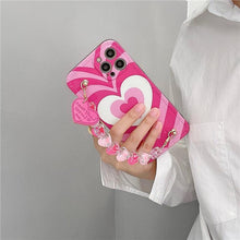 Load image into Gallery viewer, Cute Heart Chain Cute Case Luxury 3D Love Heart Wristband Girl Soft Case For iPhone 14 13 11 12 Pro Max 7 8 Plus Xr X Xs Silicone Phone Cover Cute Case Luxury Hearts Case Camera Cover Protective Soft Slim Girly Case Designed for iPhone
